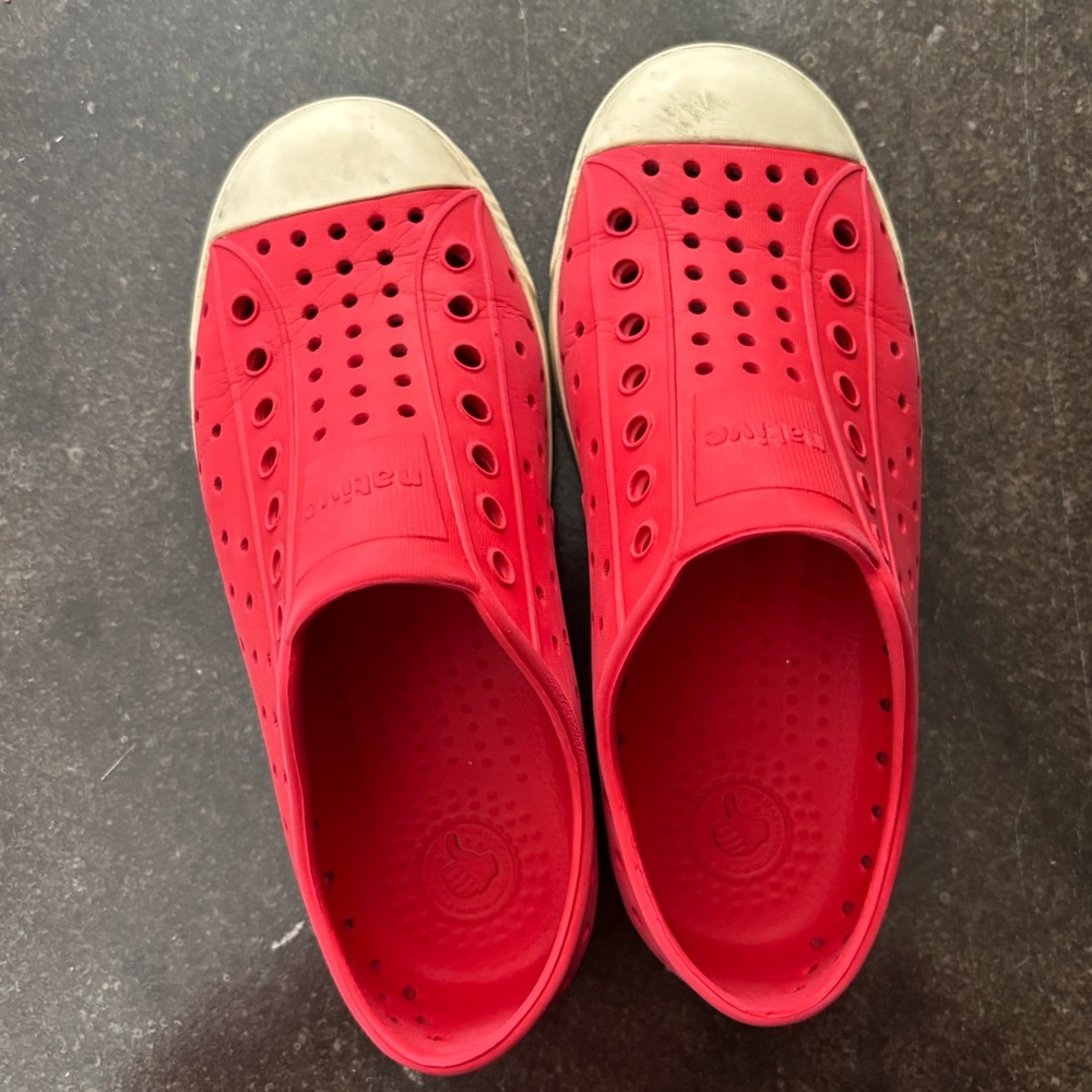 Native Kids Red Slip-On Water Shoes with White Toe Caps